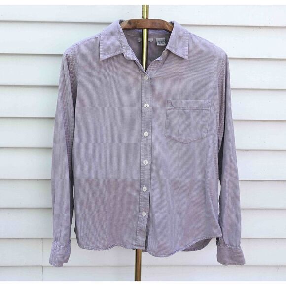 Vintage 2000s Xhilaration Lavender Gingham Button Front Cotton Top - Picture 6 of 6